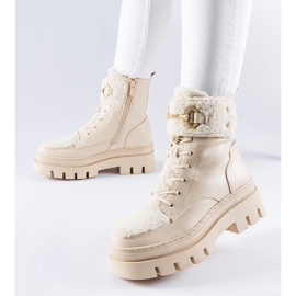 D/CEO Beige isolierte Arbeiterstiefel mit Highland-Schnalle 2