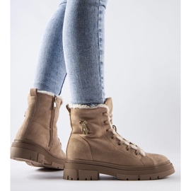 D/CEO Beigefarbene, isolierte Stiefeletten aus Pompei-Öko-Wildleder 2