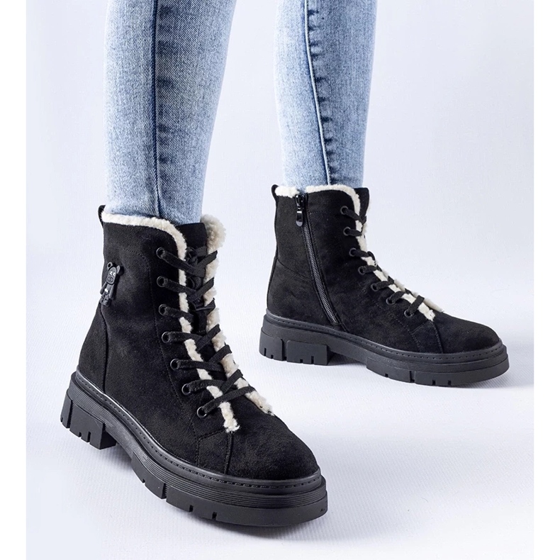 D/CEO Schwarze, isolierte Stiefeletten aus Pompei-Öko-Wildleder 1