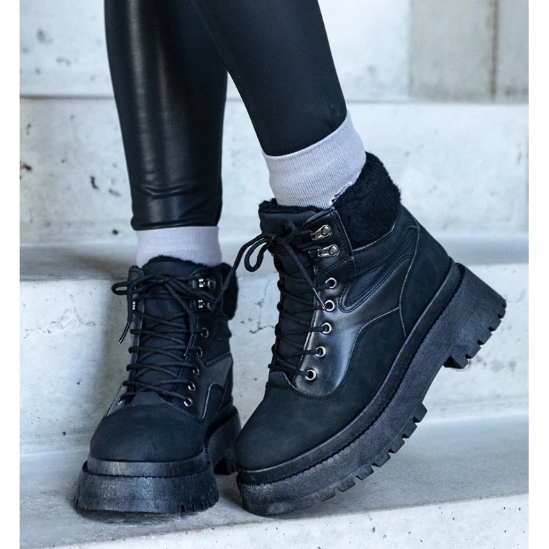 D/CEO Schwarze Sneaker mit dicker Sohle und bestem Fell 2