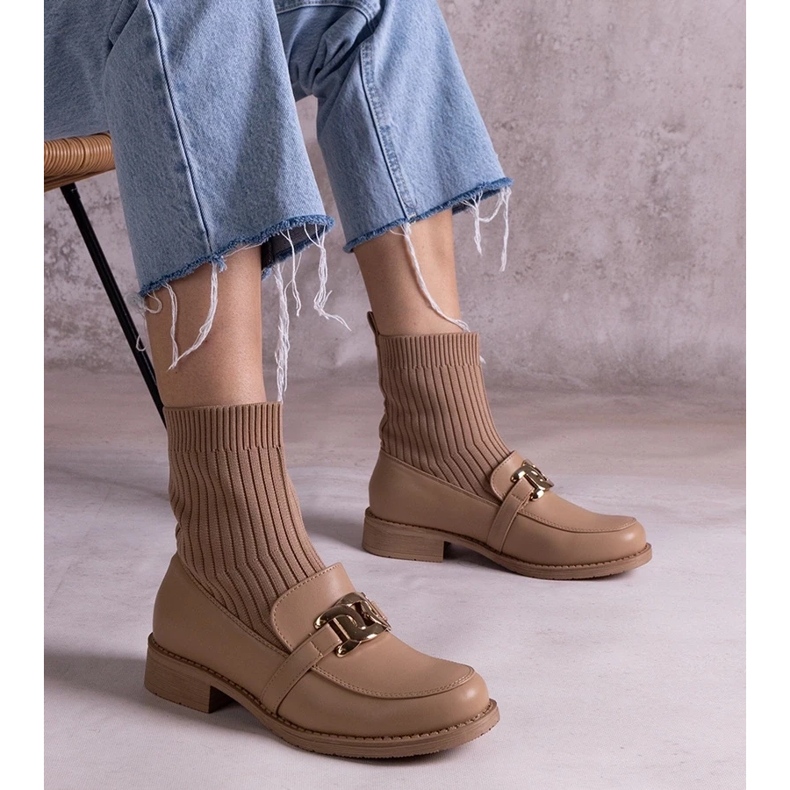 D/CEO Dunkelbeige Stiefeletten mit Stoffobermaterial von Krisa 1
