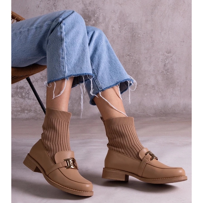 D/CEO Dunkelbeige Stiefeletten mit Stoffobermaterial von Krisa 2