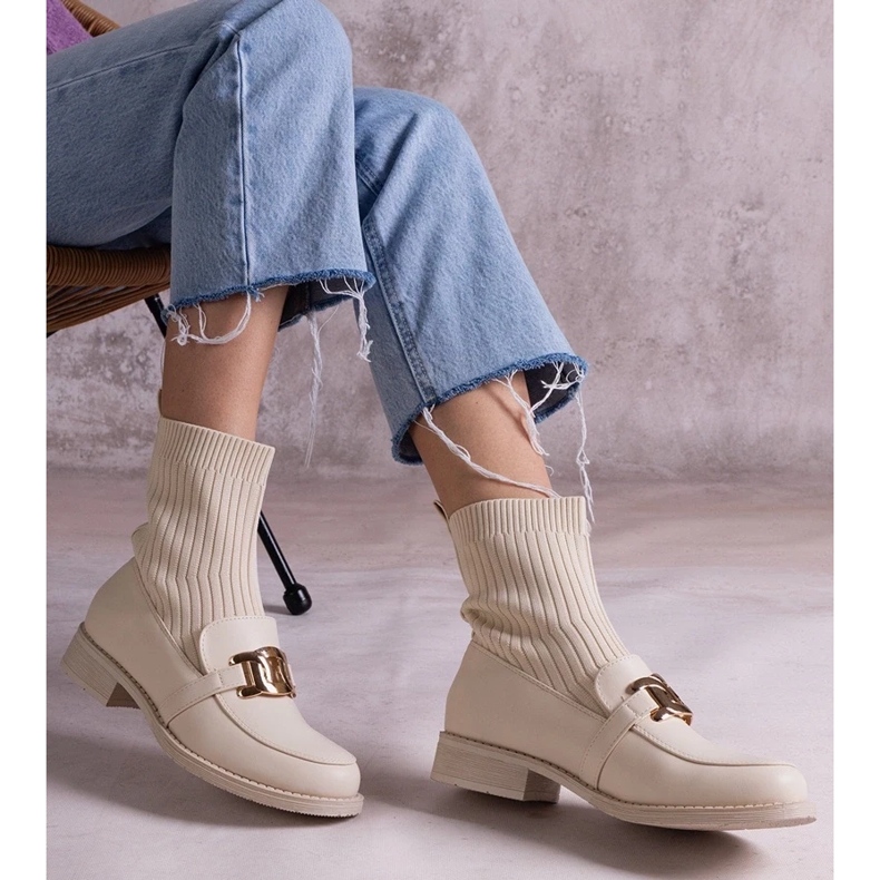 D/CEO Beige Stiefeletten mit Stoffobermaterial von Krisa 2