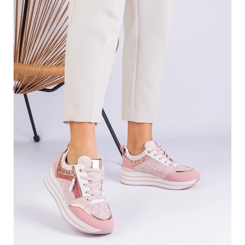 D/CEO Pink Sportsneaker auf der Plattform, die mit Malta Glitter dekoriert sind rosa 2