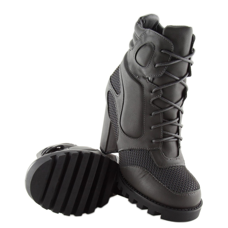 Graue Stiefel mit hohem Absatz 9132 Grau 2