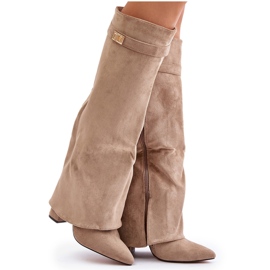 Givana Stiefel auf dem Pfosten mit einem erhöhten ober isolierten Beige 4