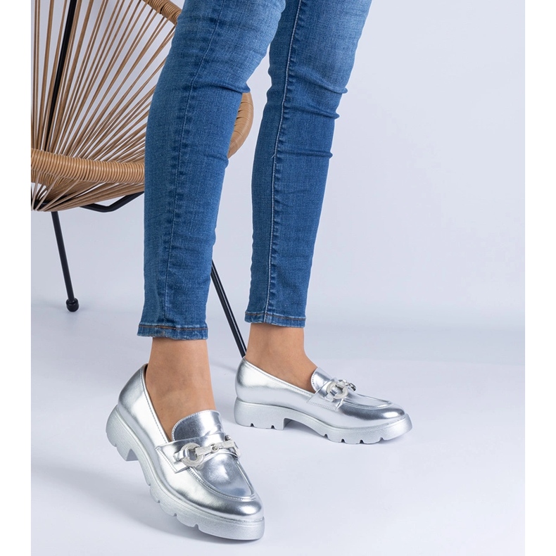 Silber klassische Schuhe mit einer Verzierung silber- 1