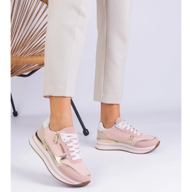 D/CEO Pink Sportsneaker auf der Plattform mit dem goldenen Einsatz von Iolde rosa 2