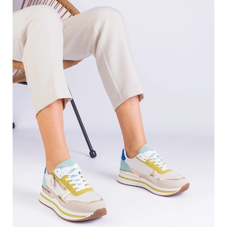 D/CEO Grüne Sport -Turnschuhe auf der Plattform mit dem goldenen Einsatz von Isolde 1