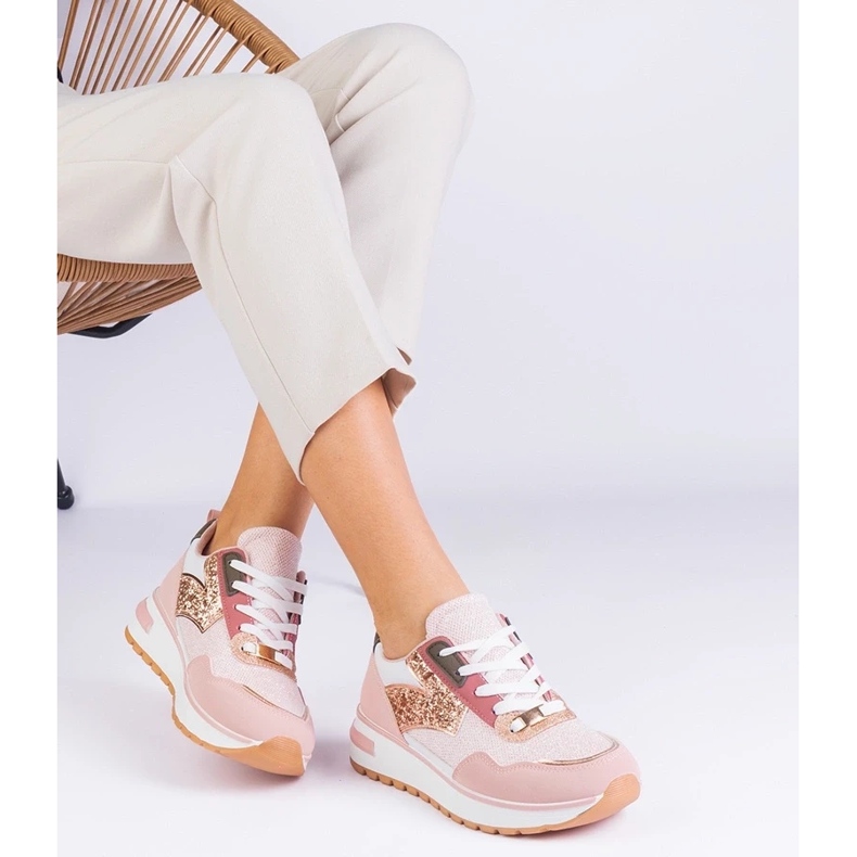 D/CEO Rosa Sneaker auf der Plattform, die mit Sonata Glitzer dekoriert sind 1