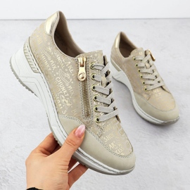 Frauenschuhe Sneaker auf Keilen bequem Beige Rieker N4316 1