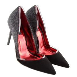 Schwarze Brokatabsätze 5127 schwarz grau 1