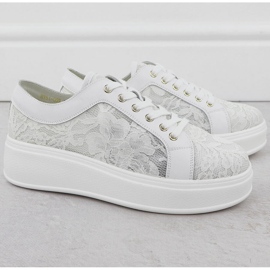 S.Barski Schuhe auf der Białe S. Barski Hy51-059 Spitzenplattform weiß 2