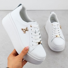 Schuhe auf der Filippo Paw593 -Plattform mit einem Teddybär weiß 1