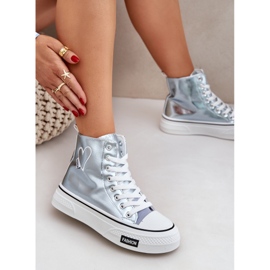 Metallic High Damen -Sneaker mit Herzen blau 7