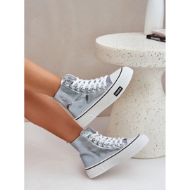 Metallic High Damen -Sneaker mit Herzen blau 8