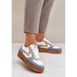 Damen Sneakes mit Glitzer auf der Plattformblau 2