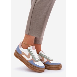 Damen Sneakes mit Glitzer auf der Plattformblau 1