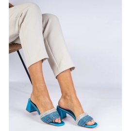 Blue Elegante Flip Flops auf der Säule mit Zirkonen blau 2