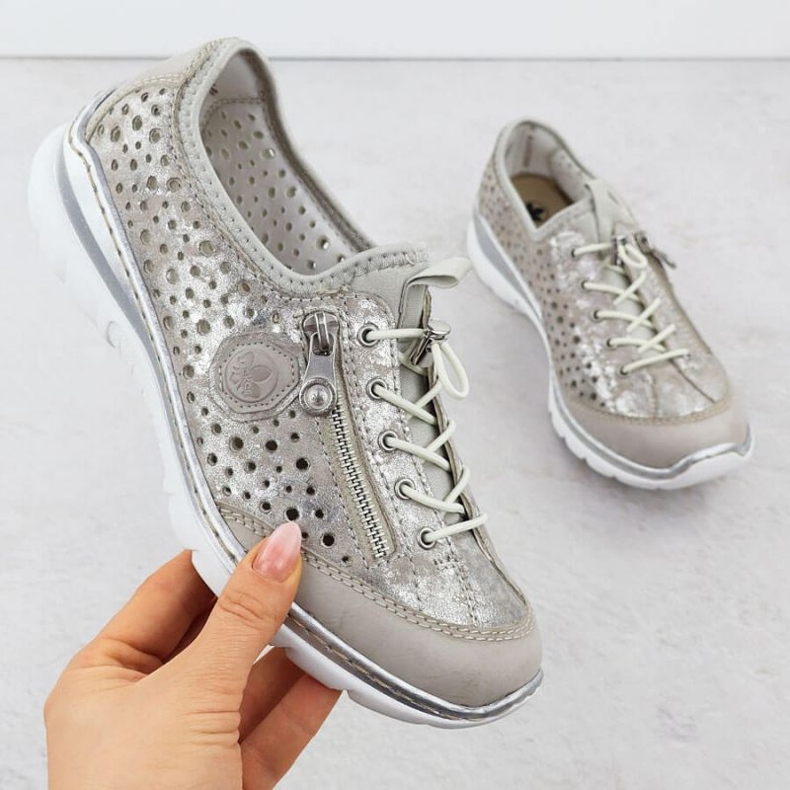 Rieker L32P6-90 Silber Openwork Sports Schuhe 1