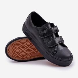 Kinder-Leder-Sneaker mit Klettverschluss Big Star KK374054 Schwarz 9