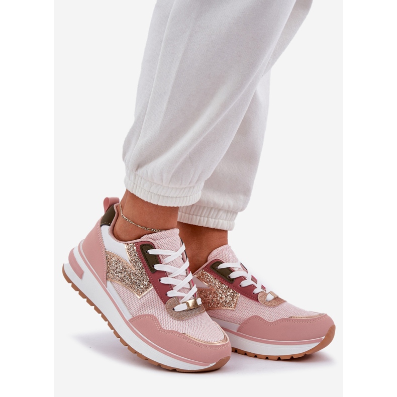 Glänzende rosa Sportschuhe für Frauen 1