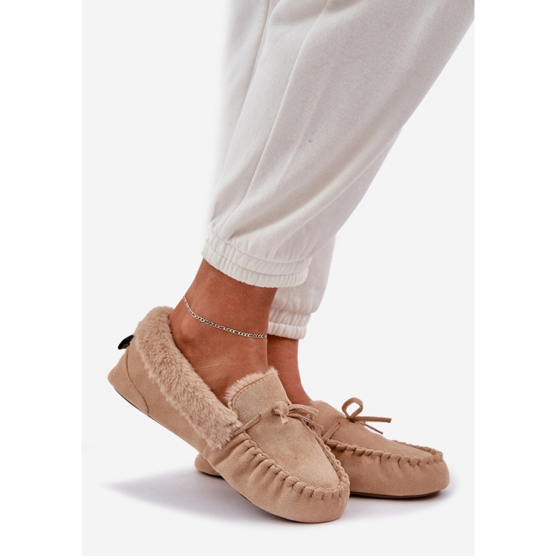 Frauenmokassins mit Beige Fell 1