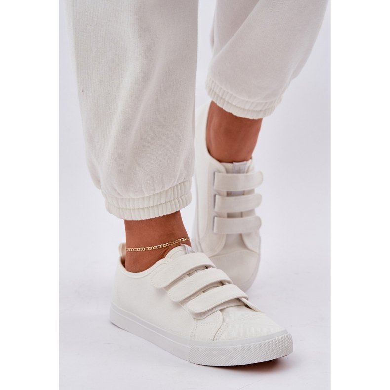 Jugend -Turnschuhe mit niedrigem Klettverschluss weiß 1