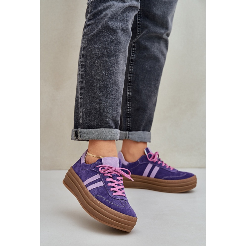 Zazoo N1068S4 Frauen Wildleder -Sneaker auf der Plattform Dark Violet lila 2