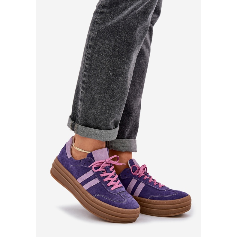 Zazoo N1068S4 Frauen Wildleder -Sneaker auf der Plattform Dark Violet violett 1