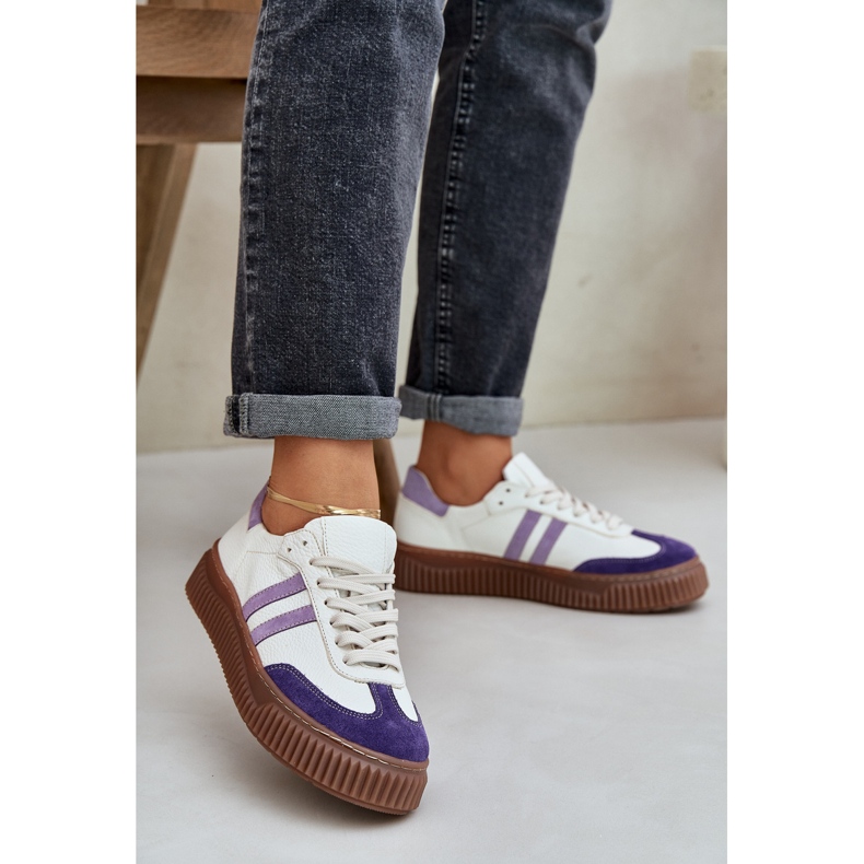 Zazoo N1068S6 Leder Low Damen -Sneaker auf der Plattform Weiß 2