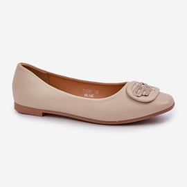 Ballerinas auf einer flachen Sohle mit einer Verzierung für 58p Beige 4