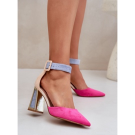 Sandalen auf dem Pfosten mit spitzen Zehen Fuchsia rosa 2