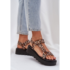 Dekorierte Sandalen auf der braunen Plattform für Leopardenmuster 3