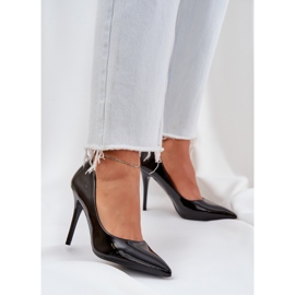 Lackierte High Heels mit spitzen Zehen schwarz 2