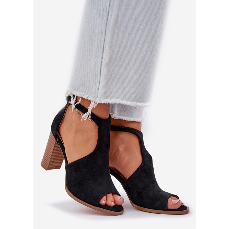 Sandalen auf dem Eco Suede Post Black schwarz 1