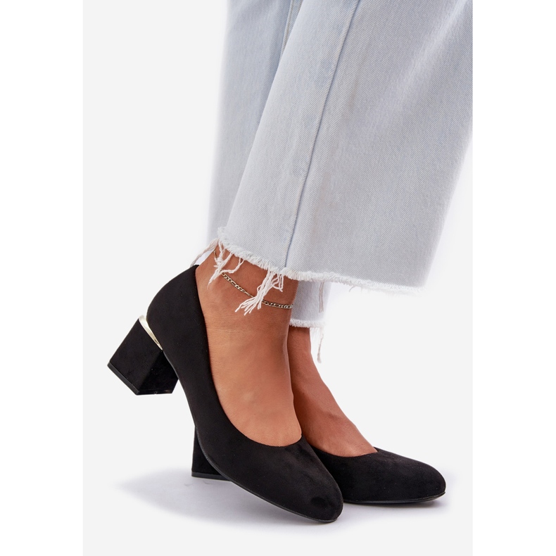 Öko -Wildlederpumpen auf der Säule schwarz 1