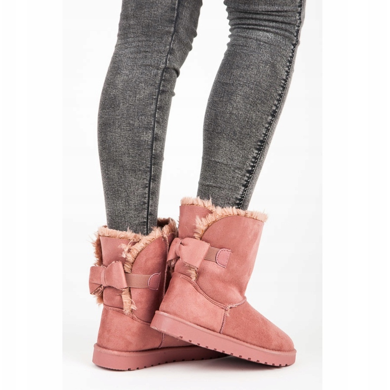 Wildleder Mukluki mit Schleife rosa 1