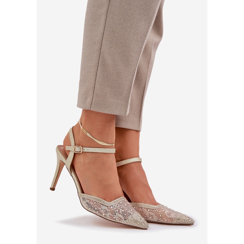 Dekorierte Absätze mit offener Goldferse golden 1