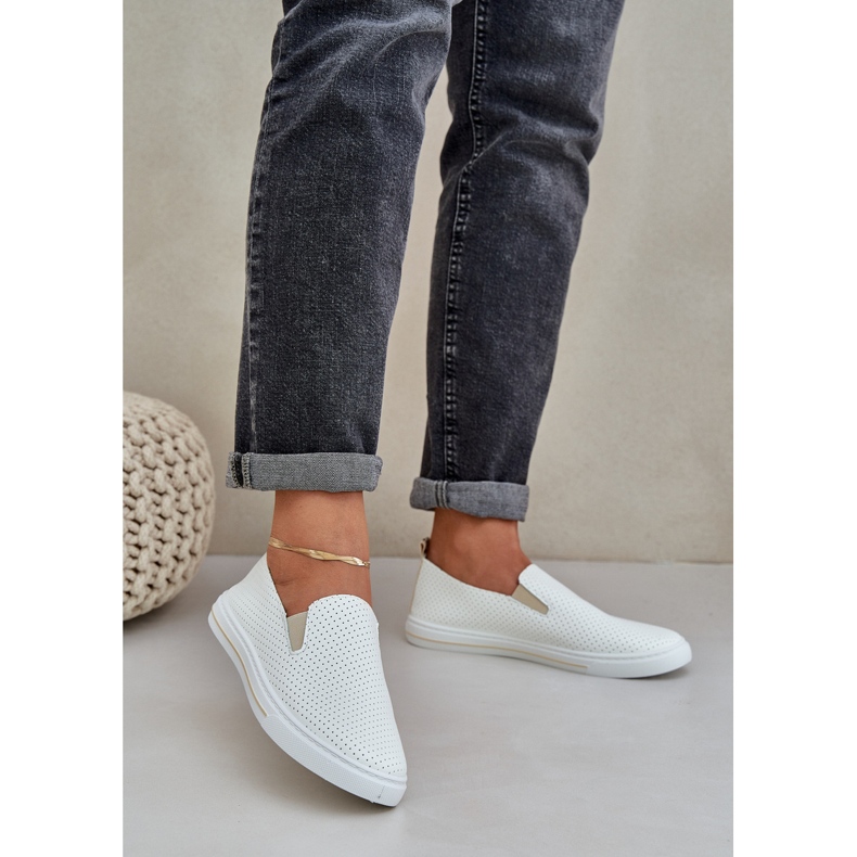 Slip Eco Leder Damen -Sneaker Sneakers mit leichtem Beige 2