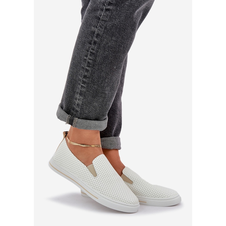 Slip Eco Leder Damen -Sneaker Sneakers mit leichtem Beige 1