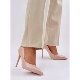 Lackierte High Heels mit Randzes Beige 2