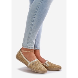 Elegantes Leder -Espadrilles mit einem Zazoo 10178 Beige und goldenes Geflecht 1