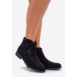 Openwork-Stiefel mit flach hindelerkrankung S.Barski Hy51-113 Schwarz 1