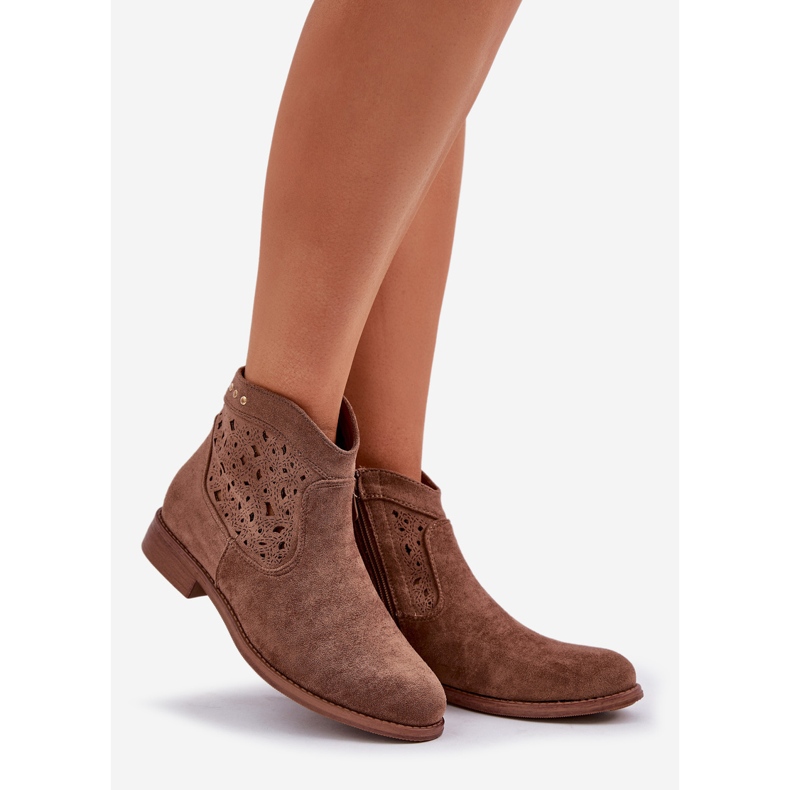 Openwork-Stiefel mit flach hindelerkrankung S.Barski Hy51-113 Brown braun 1