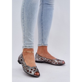 Jezzi Silber offene Ballerinas mit nackten Fingern 2