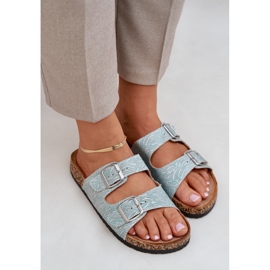 Materialflip -Flops auf einer Korkensohle mit Minzschnallen grün 5