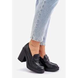 Pumpen auf einer massiven Säule mit Öko -Lederschwarz 1