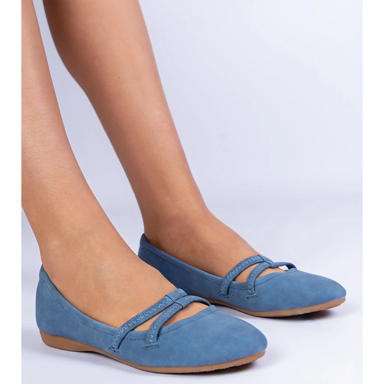 Blue Women's Ballerinas aus Matt Eco -Leather blau 1