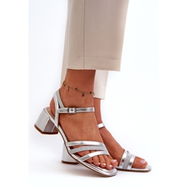 Damen -Öko -Leder -Sandalen Sergio Leone SK046 Silver Insole silber- 1